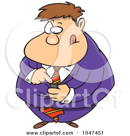 Royalty-Free (RF) Clip Art Illustration of a Cartoon Businessman Using A PDA by toonaday