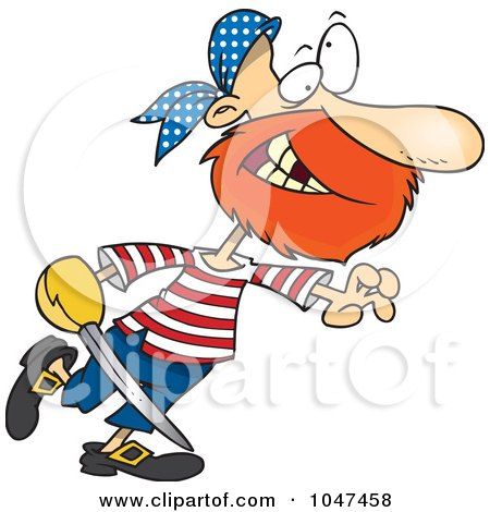 Royalty-Free (RF) Clip Art Illustration of a Cartoon Goofy Pirate by toonaday