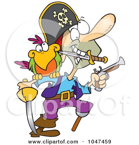 Royalty-Free (RF) Clip Art Illustration of a Cartoon Armed Pirate by toonaday