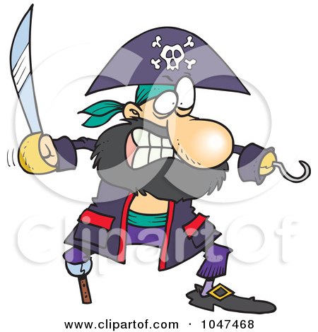 Royalty-Free (RF) Clip Art Illustration of a Cartoon Tough Pirate With A Sword by toonaday