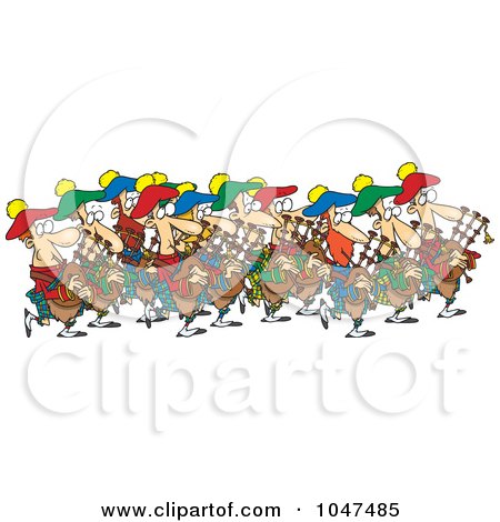 Royalty-Free (RF) Clip Art Illustration of a Cartoon Group Of Pipers by toonaday