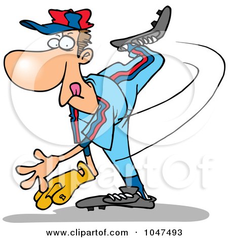 Royalty-Free (RF) Clip Art Illustration of a Cartoon Pitcher Throwing by toonaday