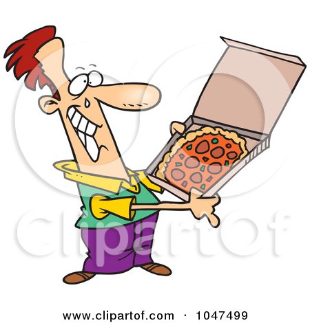 Royalty-Free (RF) Clip Art Illustration of a Cartoon Happy Man With Pizza by toonaday