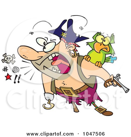Royalty-Free (RF) Clip Art Illustration of a Cartoon Screaming Pirate by toonaday