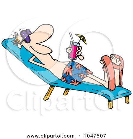 Royalty-Free (RF) Clip Art Illustration of a Cartoon Man Lounging Poolside by toonaday