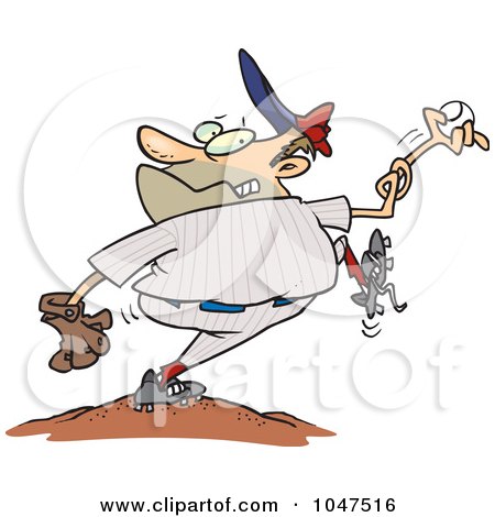 Royalty-Free (RF) Clip Art Illustration of a Cartoon Baseballer Pitching by toonaday