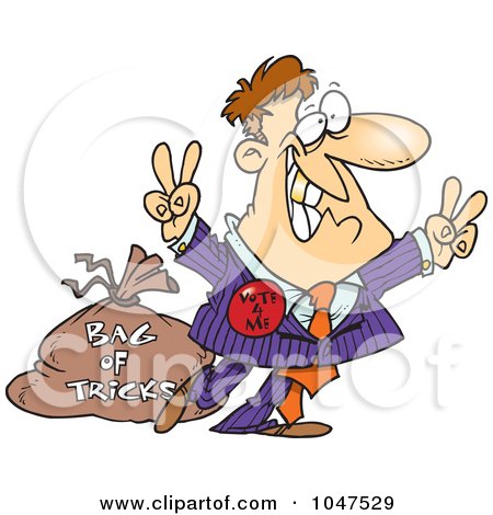 Royalty-Free (RF) Clip Art Illustration of a Cartoon Politician With A Bag Of Tricks by toonaday