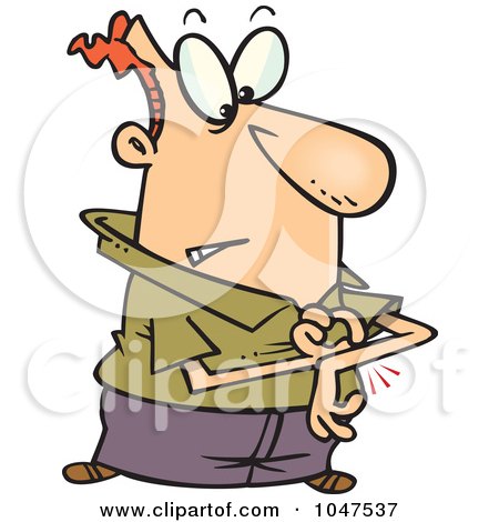 Royalty-Free (RF) Clip Art Illustration of a Cartoon Man Pinching His Arm by toonaday