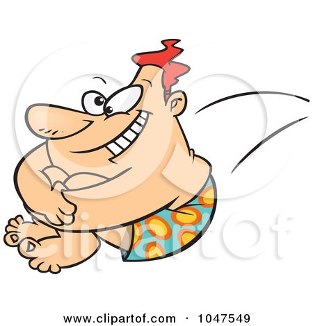 Royalty-Free (RF) Clip Art Illustration of a Cartoon Big Man Jumping Into A Pool by toonaday