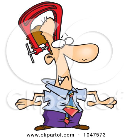 Royalty-Free (RF) Clip Art Illustration of a Cartoon Businessman Feeling Pressure On His Head by toonaday