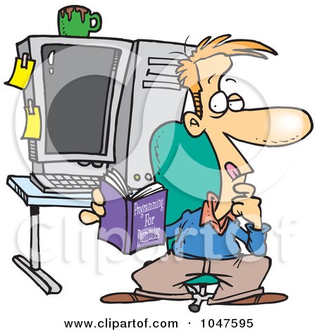 Royalty-Free (RF) Clip Art Illustration of a Cartoon Computer Programmer In His Office by toonaday