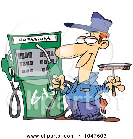 Royalty-Free (RF) Clip Art Illustration of a Cartoon Gas Station Attendant by toonaday