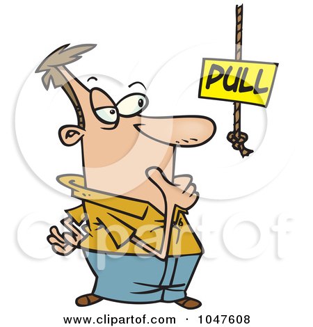 Royalty-Free (RF) Clip Art Illustration of a Cartoon Man By A Pull Rope by toonaday