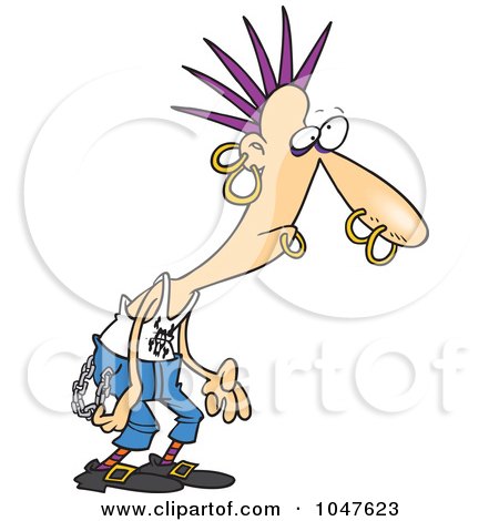 Royalty-Free (RF) Clip Art Illustration of a Cartoon Punk Guy With Piercings by toonaday