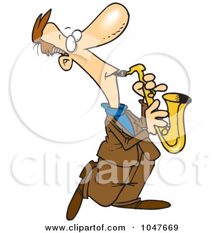 Royalty-Free (RF) Clip Art Illustration of a Cartoon Sax Player by toonaday