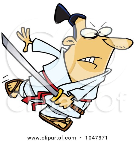 Royalty-Free (RF) Clip Art Illustration of a Cartoon Samurai With A Sword by toonaday