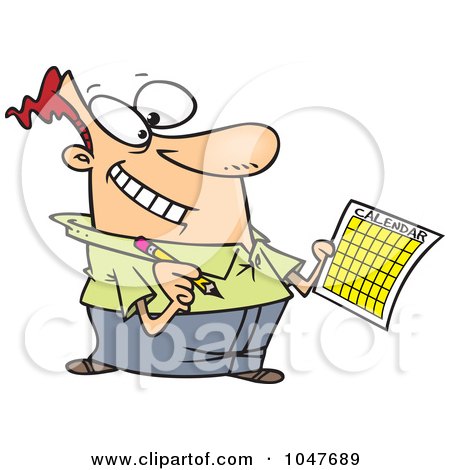 Royalty-Free (RF) Clip Art Illustration of a Cartoon Businessman Scheduling by toonaday