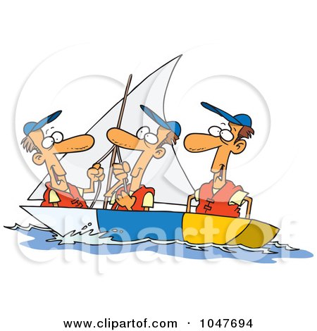 Royalty-Free (RF) Clip Art Illustration of Cartoon Guys Sailing by toonaday
