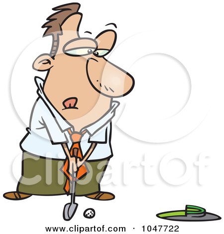 Royalty-Free (RF) Clip Art Illustration of a Cartoon Putting Businessman by toonaday