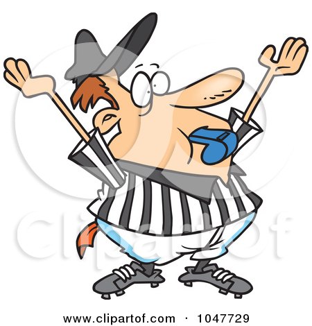 Royalty-Free (RF) Clip Art Illustration of a Cartoon Black And White Outline Design Of A Referee by toonaday