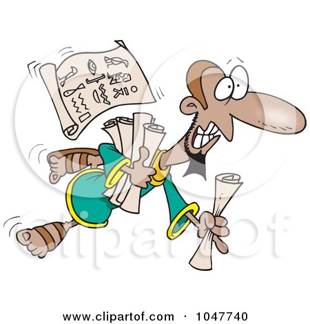 Royalty-Free (RF) Clip Art Illustration of a Cartoon Clumsy Guy With Scrolls by toonaday