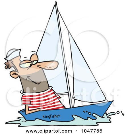 Royalty-Free (RF) Clip Art Illustration of a Cartoon Guy Sailing by toonaday