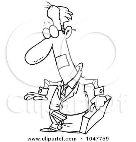 Royalty-Free (RF) Clip Art Illustration of a Cartoon Black And White Outline Design Of A Businessman With A Taped Mouth by toonaday