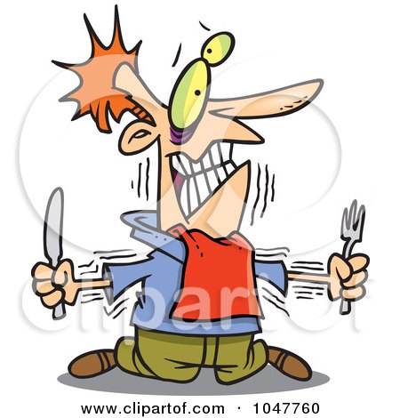Royalty-Free (RF) Clip Art Illustration of a Cartoon Hungry Man With No Self Control by toonaday