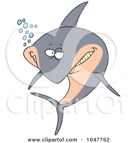 Royalty-Free (RF) Clip Art Illustration of a Cartoon Happy Shark by toonaday