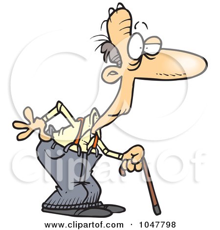 Royalty-Free (RF) Clip Art Illustration of a Cartoon Geezer With A Cane by toonaday