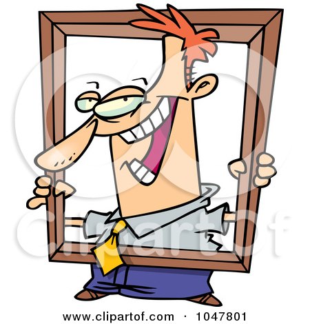 Royalty-Free (RF) Clip Art Illustration of a Cartoon Businessman Holding Up A Frame by toonaday