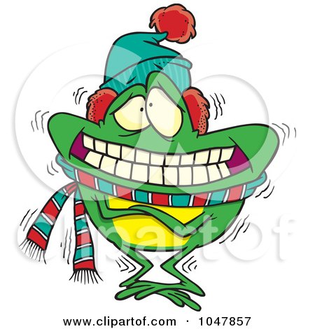 Royalty-Free (RF) Clip Art Illustration of a Cartoon Shivering Frog by toonaday