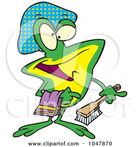 Royalty-Free (RF) Clip Art Illustration of a Cartoon Frog With Shower Gear by toonaday