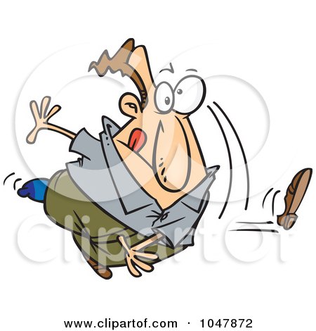 Royalty-Free (RF) Clip Art Illustration of a Cartoon Man Throwing A Shoe by toonaday