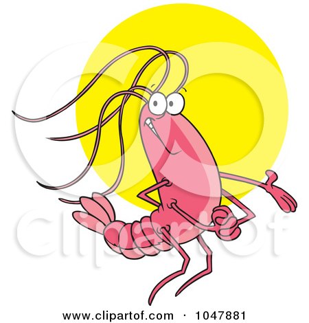 Royalty-Free (RF) Clip Art Illustration of a Cartoon Proud Shrimp In The Spotlight by toonaday