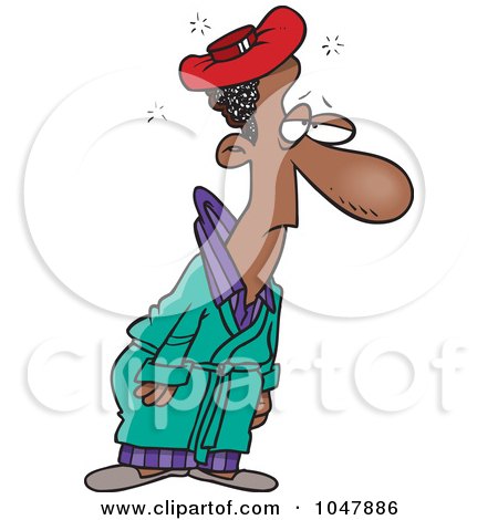 Royalty-Free (RF) Clip Art Illustration of a Cartoon Sick Black Man by toonaday