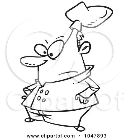 Royalty-Free (RF) Clip Art Illustration of a Cartoon Black And White Outline Design Of A Short Chef by toonaday