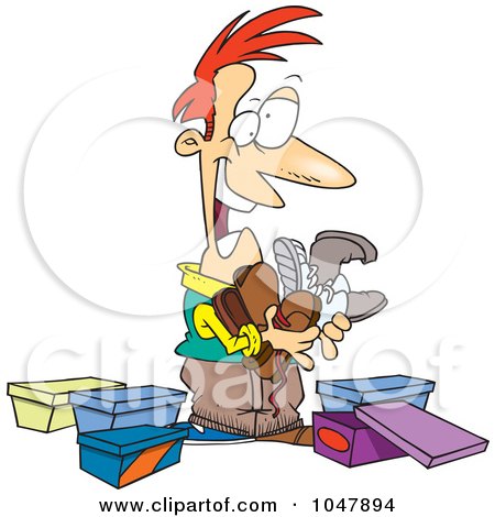 Royalty-Free (RF) Clip Art Illustration of a Cartoon Guy With A Shoe Fetish by toonaday