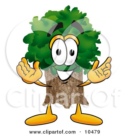 Clipart Picture of a Tree Mascot Cartoon Character With Welcoming Open Arms by Mascot Junction