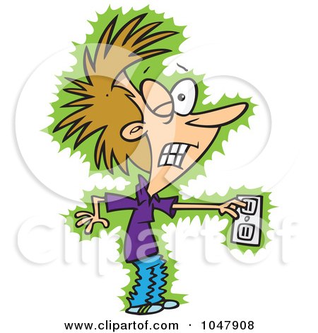 Royalty-Free (RF) Clip Art Illustration of a Cartoon Woman Being Shocked by toonaday