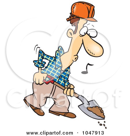 Royalty-Free (RF) Clip Art Illustration of a Cartoon Digging Construction  Worker by toonaday #1047913
