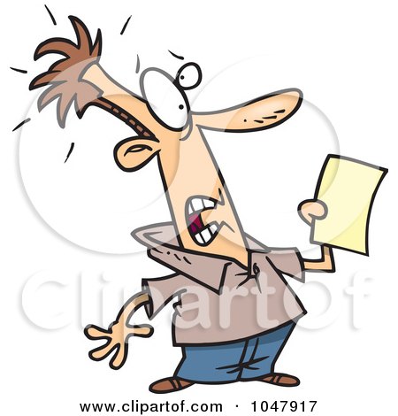 Royalty-Free (RF) Clip Art Illustration of a Cartoon Shocked Man Holding A Document by toonaday
