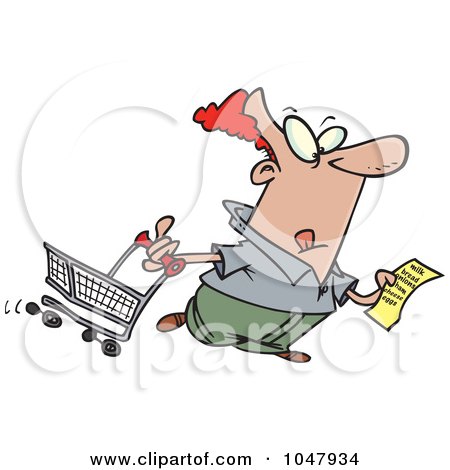 Royalty-Free (RF) Clip Art Illustration of a Cartoon Guy With A Shopping List by toonaday