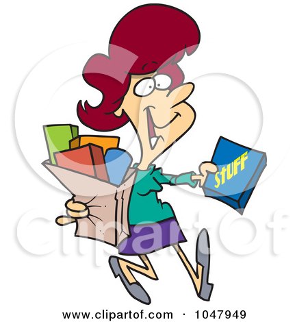 Royalty-Free (RF) Clip Art Illustration of a Cartoon Woman Carrying A Shopping Bag by toonaday