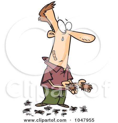 Royalty-Free (RF) Clip Art Illustration of a Cartoon Man With Patches Of Hair by toonaday