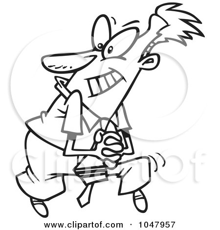 Royalty-Free (RF) Clip Art Illustration of a Cartoon Black And White Outline Design Of A Sneaky Businessman by toonaday