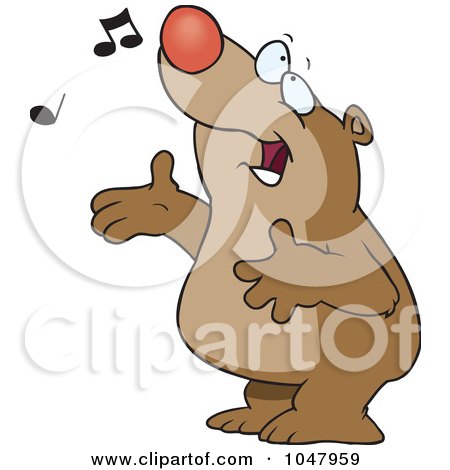 Royalty-Free (RF) Clip Art Illustration of a Cartoon Singing Bear by toonaday