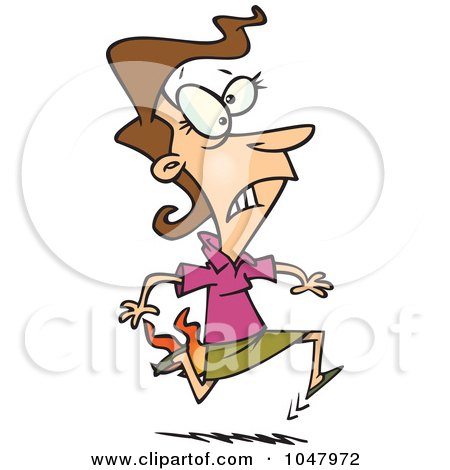 Royalty-Free (RF) Clip Art Illustration of a Cartoon Businesswoman Running With Her Skirt On Fire by toonaday