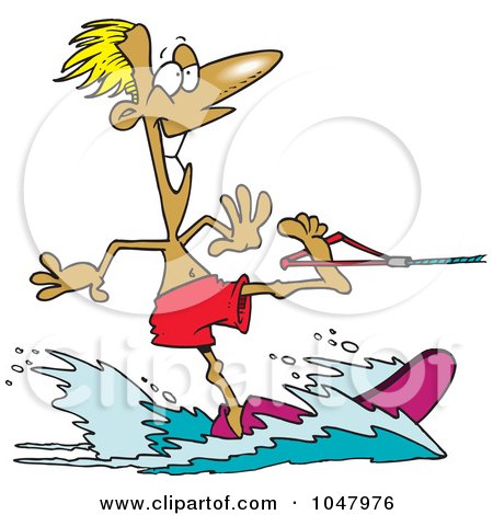 Royalty-Free (RF) Clip Art Illustration of a Cartoon Water Skiing Guy by toonaday