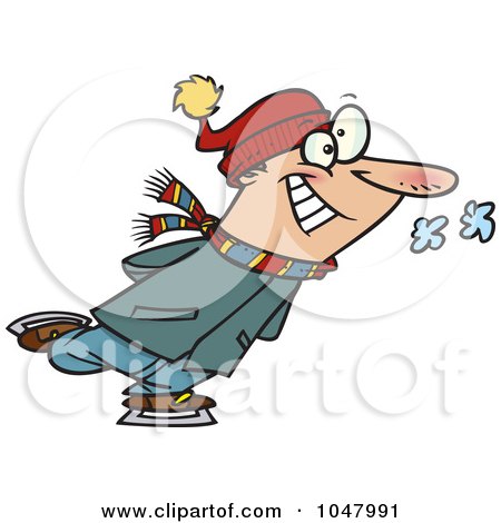 Royalty-Free (RF) Clip Art Illustration of a Cartoon Guy Ice Skating by toonaday